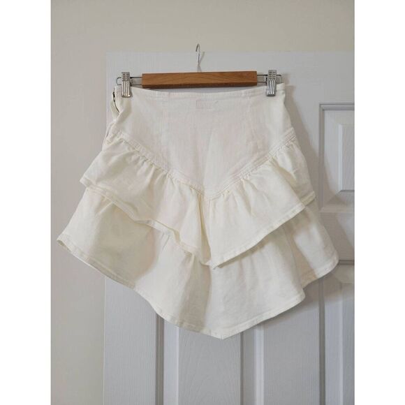 Mother The Ruffle Mini Denim Skirt, White 26 $178 - Picture 6 of 10